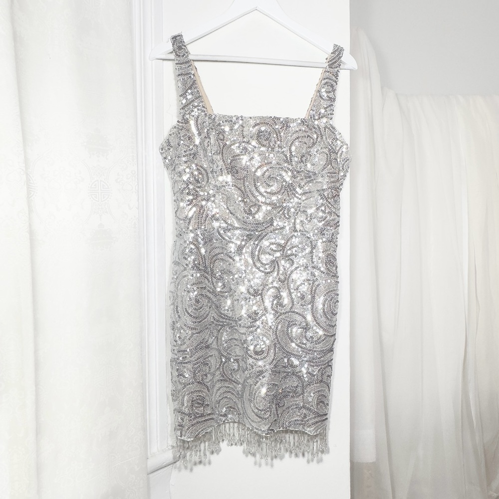 Silver sequin dress [ L ] beaded tangles